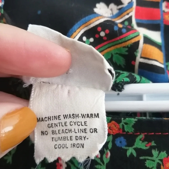 Vintage Union Made USA '70s Plaid and Floral Patchwork Midi Dress Cottage Small - Picture 14 of 17